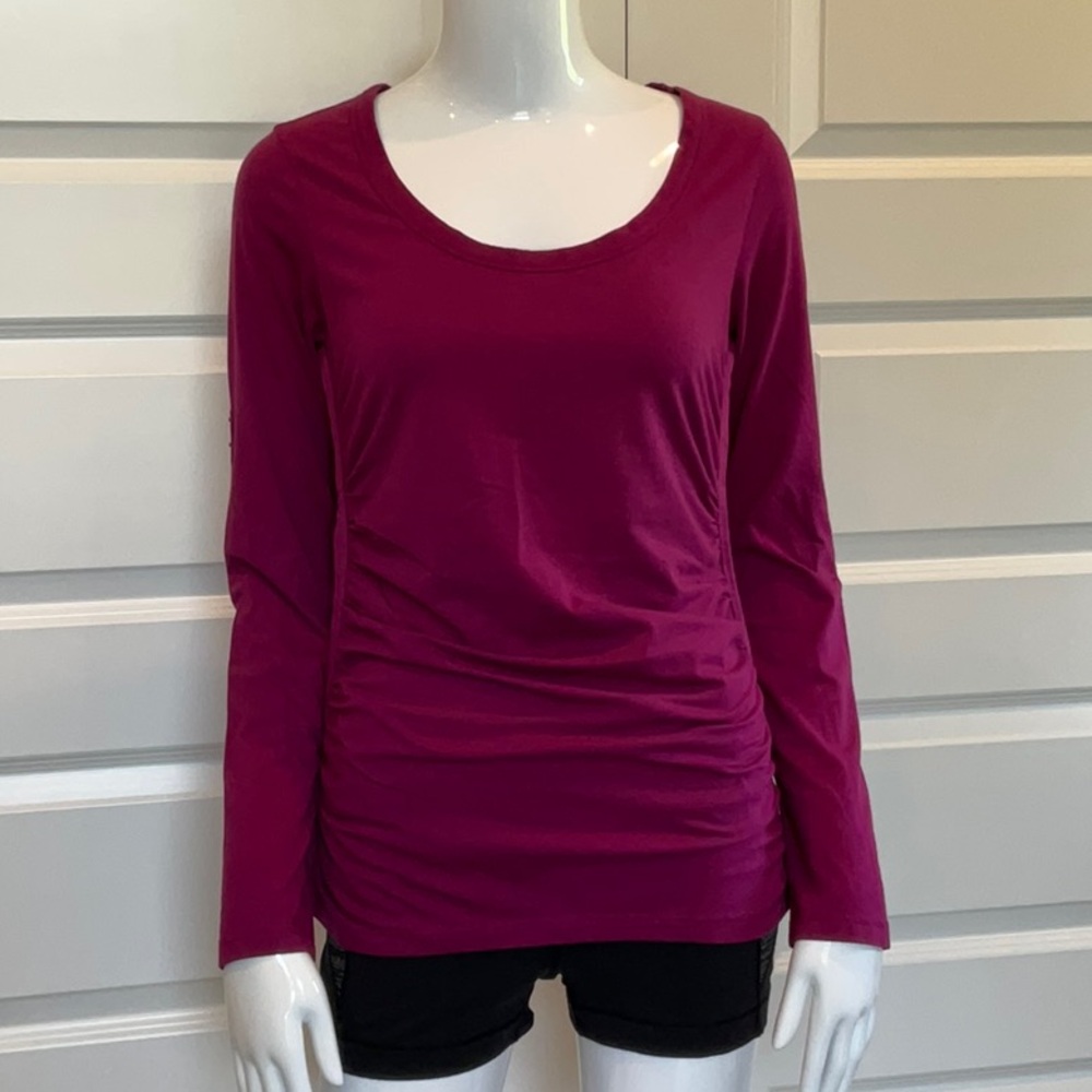 Athleta Ruched Long Sleeve Top XS